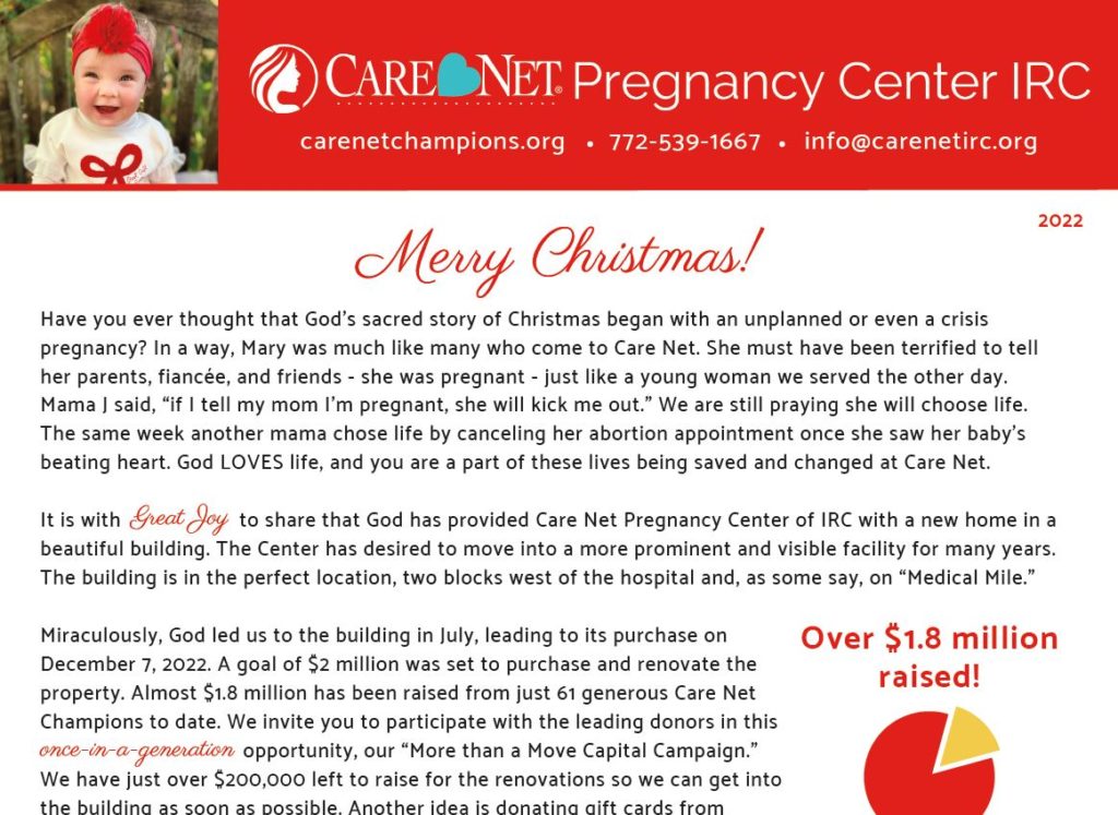 christmas toddler with letter from care net - christmas appeal